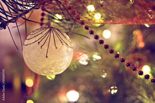 Christmas bauble decoration on fri tree