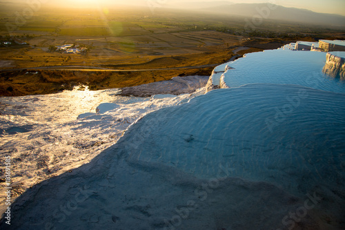 Beatiful sunset in Pamukkale valley