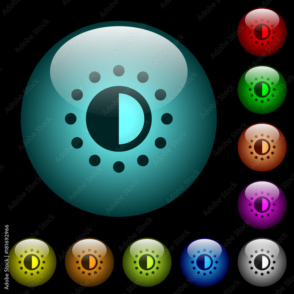 Fototapeta premium Saturation control icons in color illuminated glass buttons