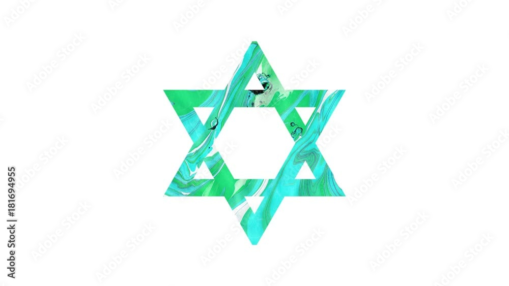 Magen David, star of david, colorful marbling on white background Magen David, star of david, colorful marbling on white background