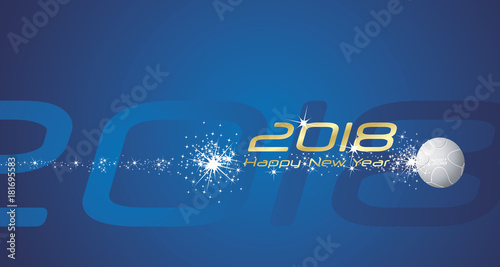 Sport 2018 Happy New Year firework blue abstract background