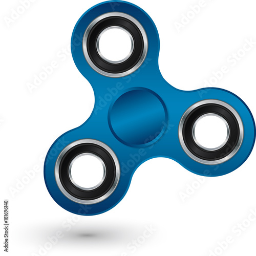 Blue fidget spinner, stress relief toy, vector illustration
