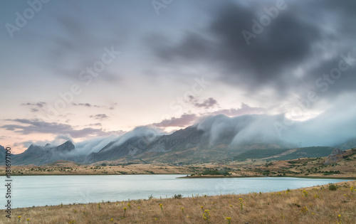 the fog moves fast through the mountains of Leon on a summer afternoon