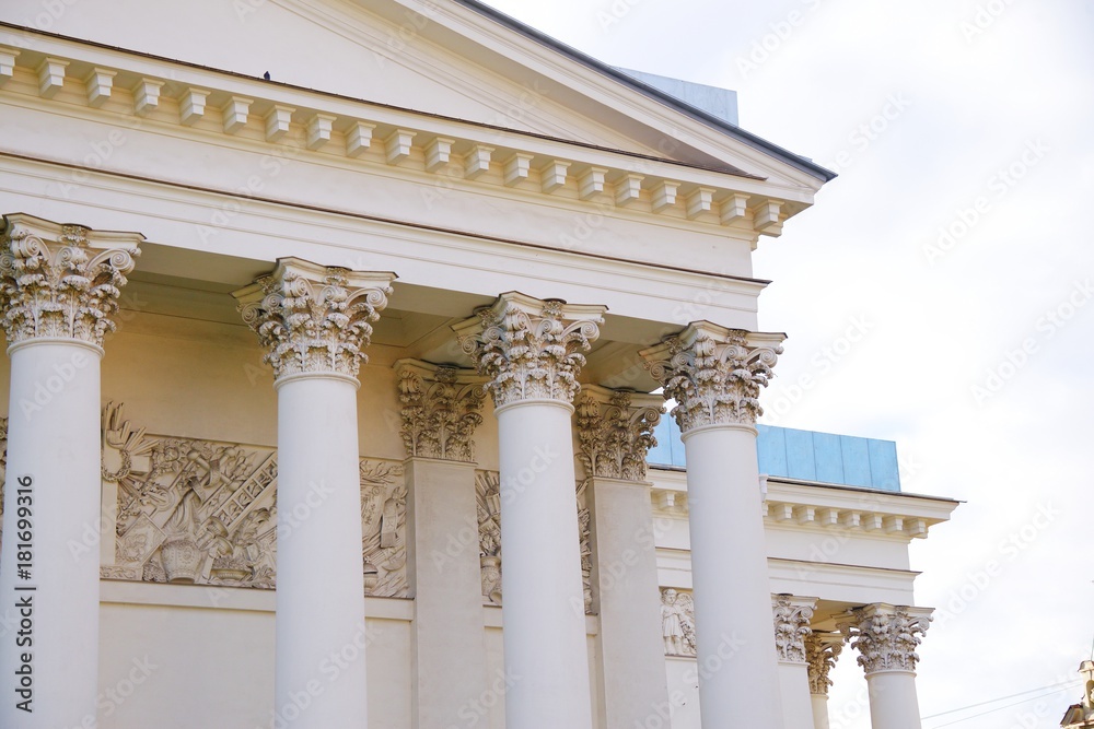 Obraz premium Majestic columns of Trinity Izmailovsky Cathedral in St. Petersburg, Russia.
