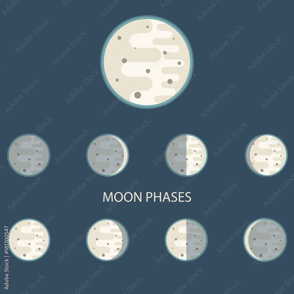 Fototapeta premium Moon phases.Vector illustration in flat style.