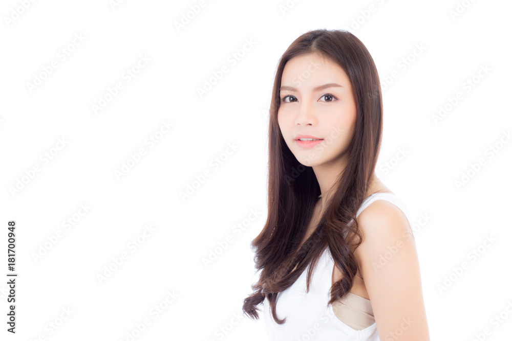Portrait of beautiful asian woman makeup of cosmetic, beauty of girl with face smile attractive isolated on white background, perfect with wellness and healthcare concept. Portrait of beautiful asian woman makeup of cosmetic, beauty of girl with face smile attractive isolated on white background, perfect with wellness and healthcare concept.