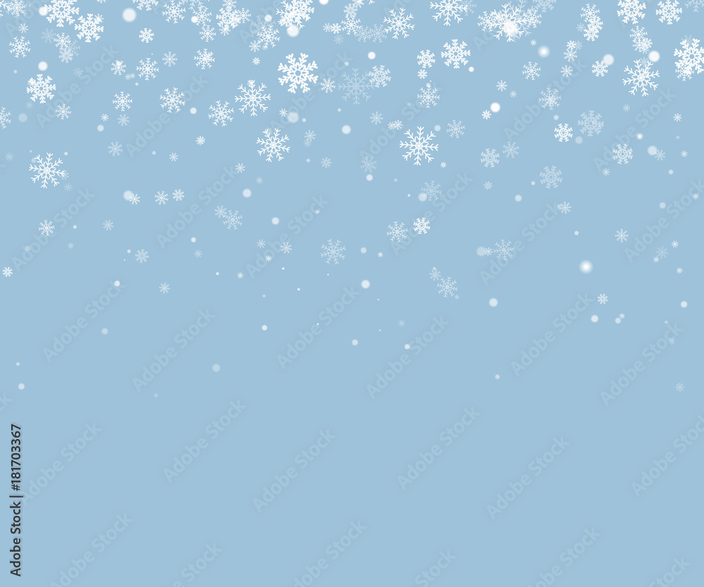 Christmas snowflake vector. Falling snow background.