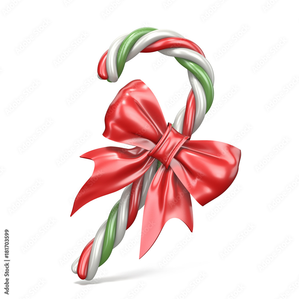 Christmas decoration made of candy cane and ribbon bow 3D Christmas decoration made of candy cane and ribbon bow 3D