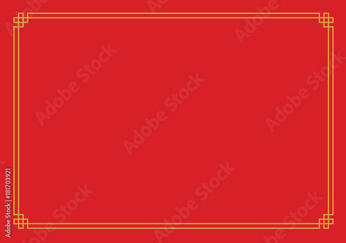 Red Chinese New Year empty background with golden border