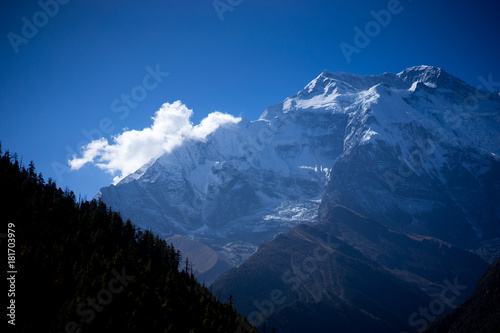 Annapurna Peak and pass in the Himalaya mountains, Annapurna region, Nepal