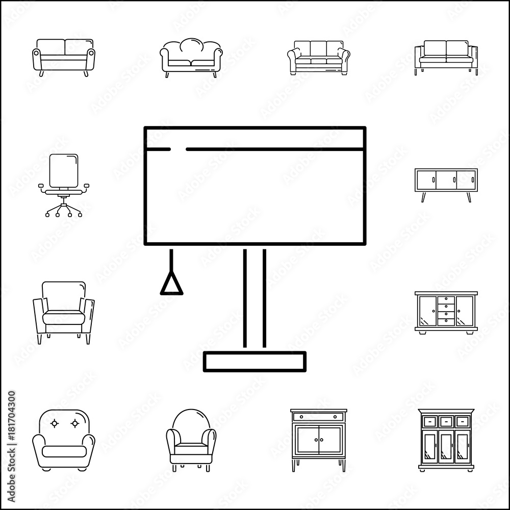 Table Lamp Icon. Set of household accessories icons. Signs, outline furniture collection, simple thin line icons for websites, web design, mobile app, info graphics