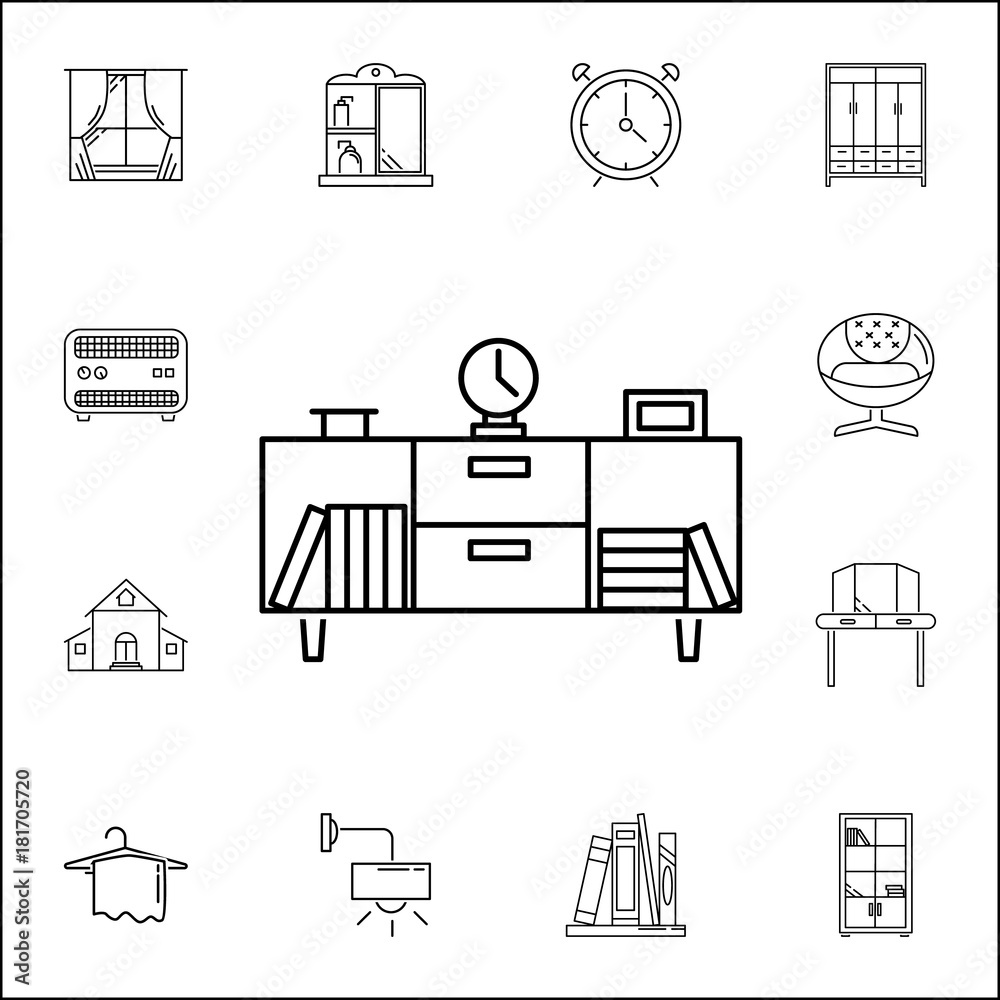 bookcase vector icon. Set of household accessories icons. Signs, outline furniture collection, simple thin line icons for websites, web design, mobile app, info graphics bookcase vector icon. Set of household accessories icons. Signs, outline furniture collection, simple thin line icons for websites, web design, mobile app, info graphics