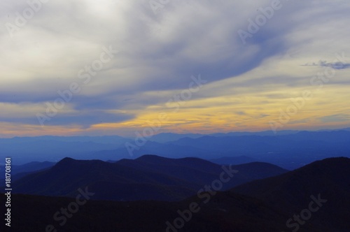 Sunset over the blue ridge mountains 