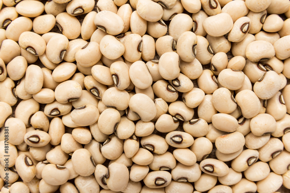 Black Eyed Pea legume. Closeup of grains, background use.