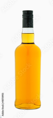 Bottle of whiskey isolated on a white background