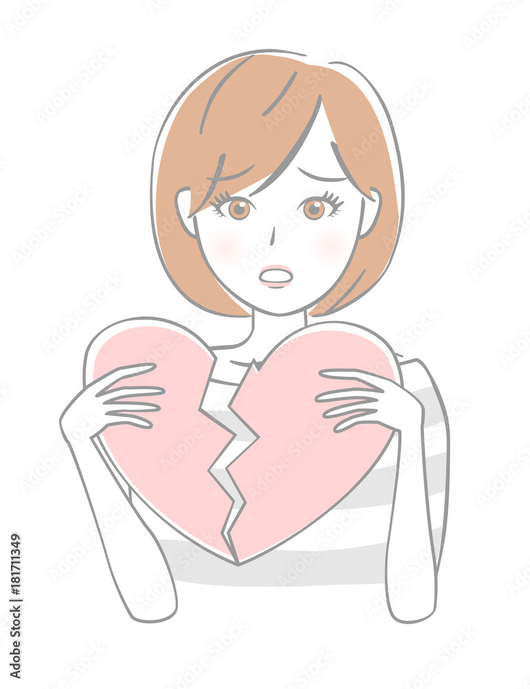 壊れたハートを持つ女性