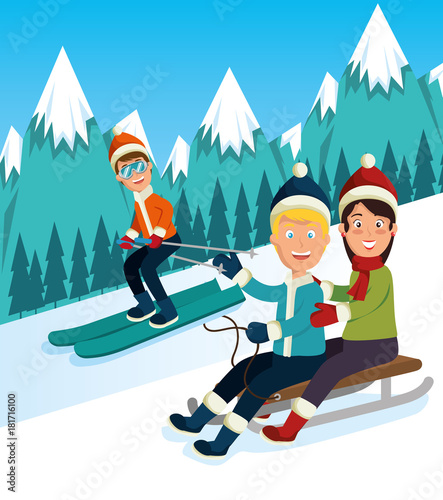 people doing winter sports vector illustration graphic design