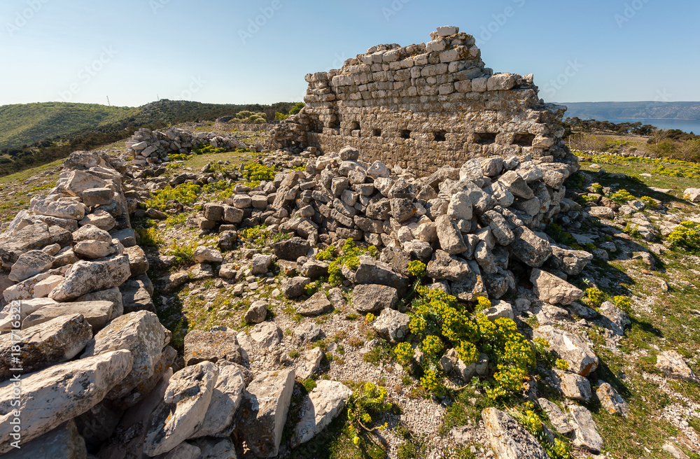 Ruin of an ancient chapel in Cres Croatia