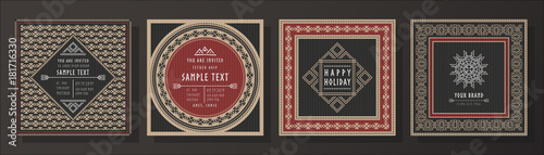 Abstract tribal vector invitation template set.