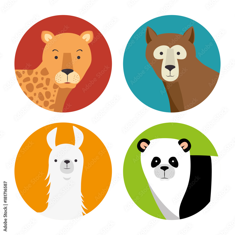 set of wild animal cartoon vector illustration graphic design set of wild animal cartoon vector illustration graphic design