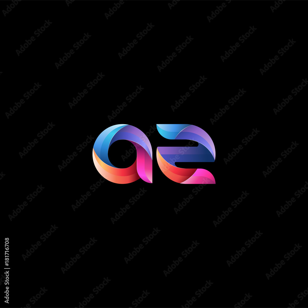 Initial lowercase letter az, curve rounded logo, gradient vibrant colorful glossy colors on black background