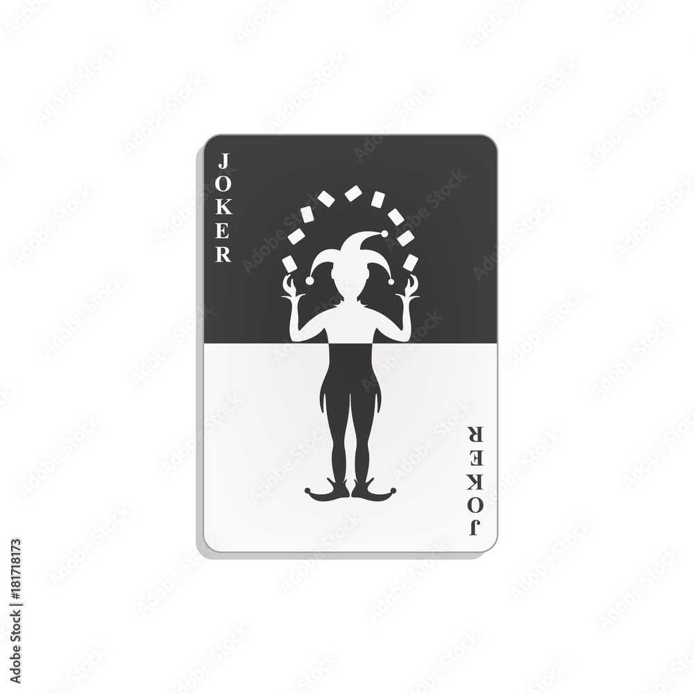 Fototapeta premium Playing card with Joker in black and white design