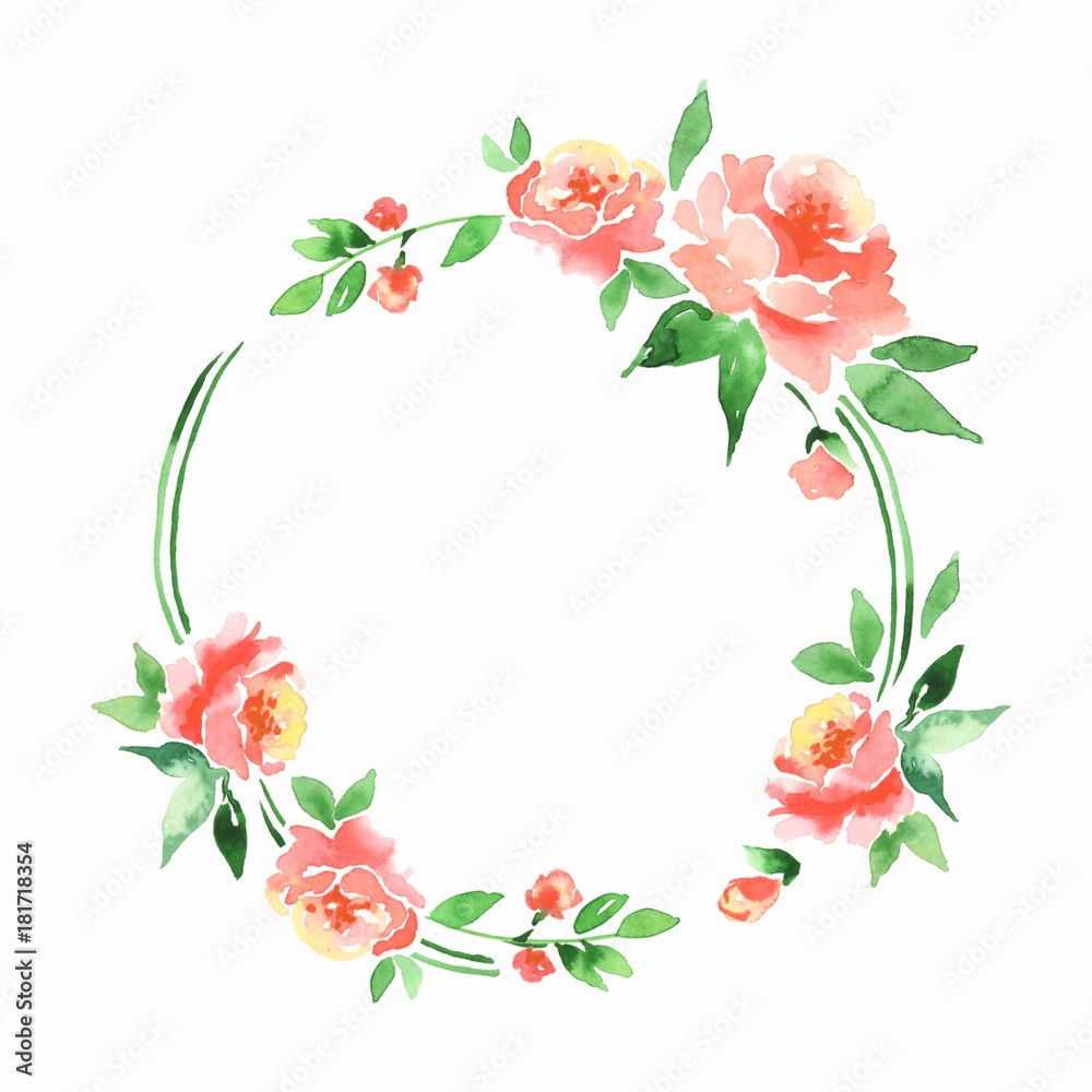 Watercolor floral frame. Element for design. Watercolor background with delicate flowers 3