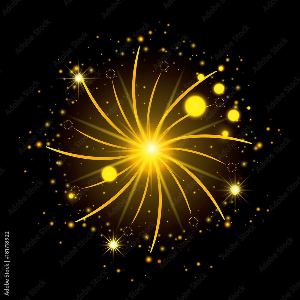 fireworks bursting in glowing yellow flashes on black background fireworks bursting in glowing yellow flashes on black background