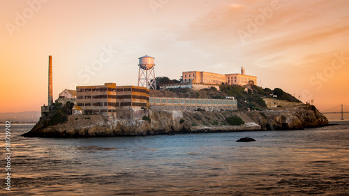 Schilderij op canvas Alcatraz at sunset