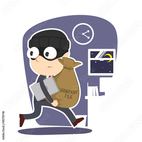 Businessman stealing company file and data– stock illustration