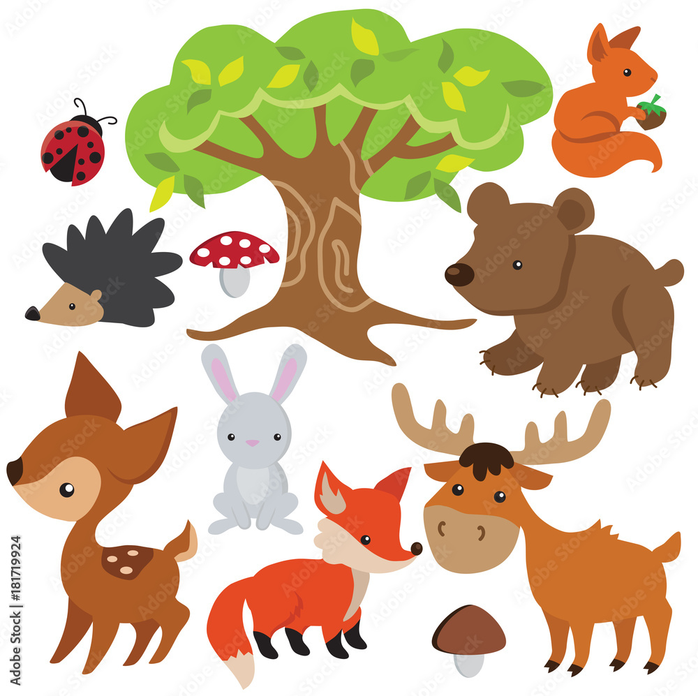 Fototapeta premium Forest animal vector cartoon illustration