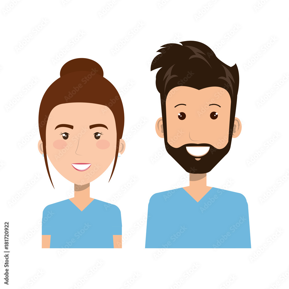Woman and man health professional over blue background vector illustration Woman and man health professional over blue background vector illustration