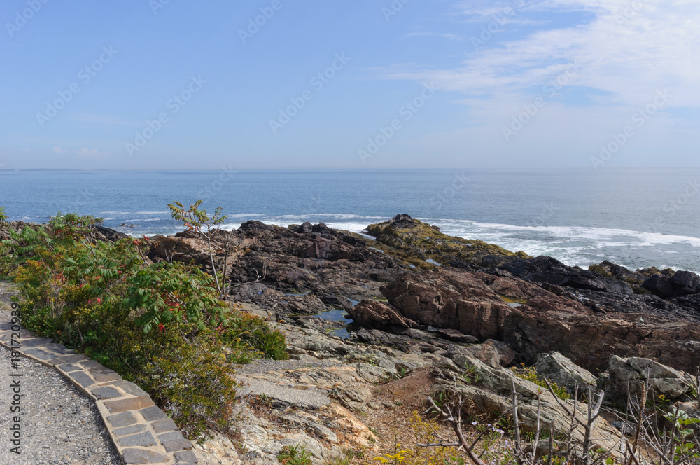 A view of the Atlantic Ocean along the Marginal Way in Ogunquit Maine