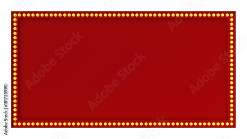 Red Marquee light board sign retro on white background. 3d rendering