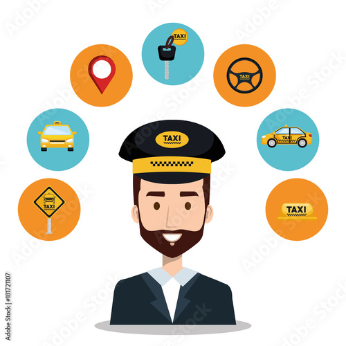 driver taxi service app cartoon icons vector illustration