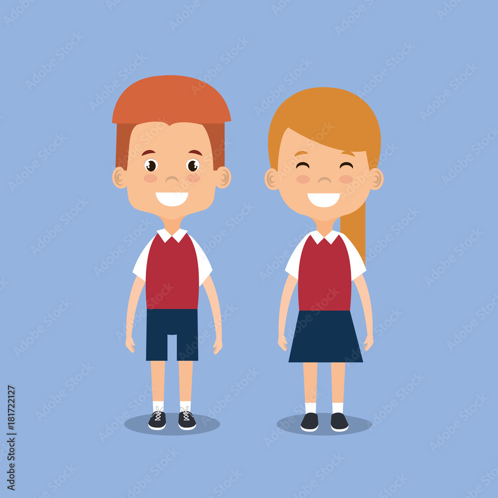 little students avatars characters vector illustration design