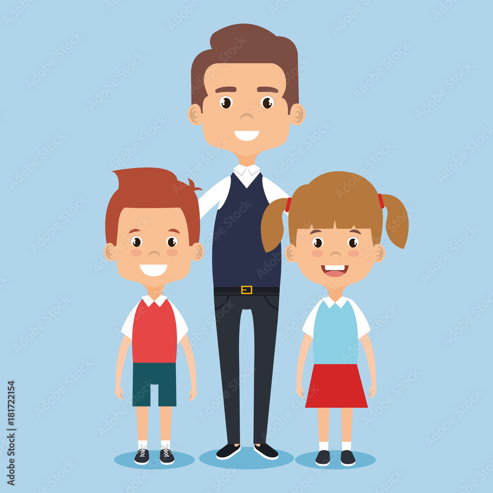 teacher school with children avatar character vector illustration design teacher school with children avatar character vector illustration design
