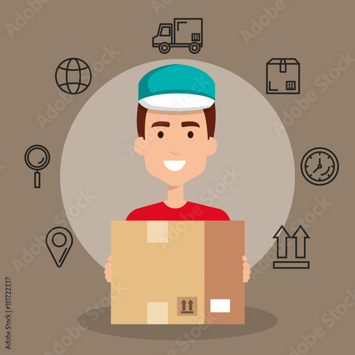 logistic service business icons vector illustration design