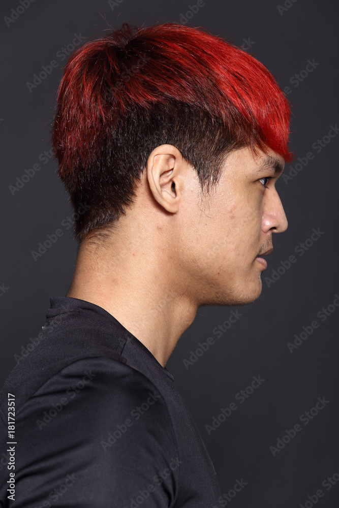 Man sexy face topless male model with Different Shading beautiful Color Hair Man sexy face topless male model with Different Shading beautiful Color Hair