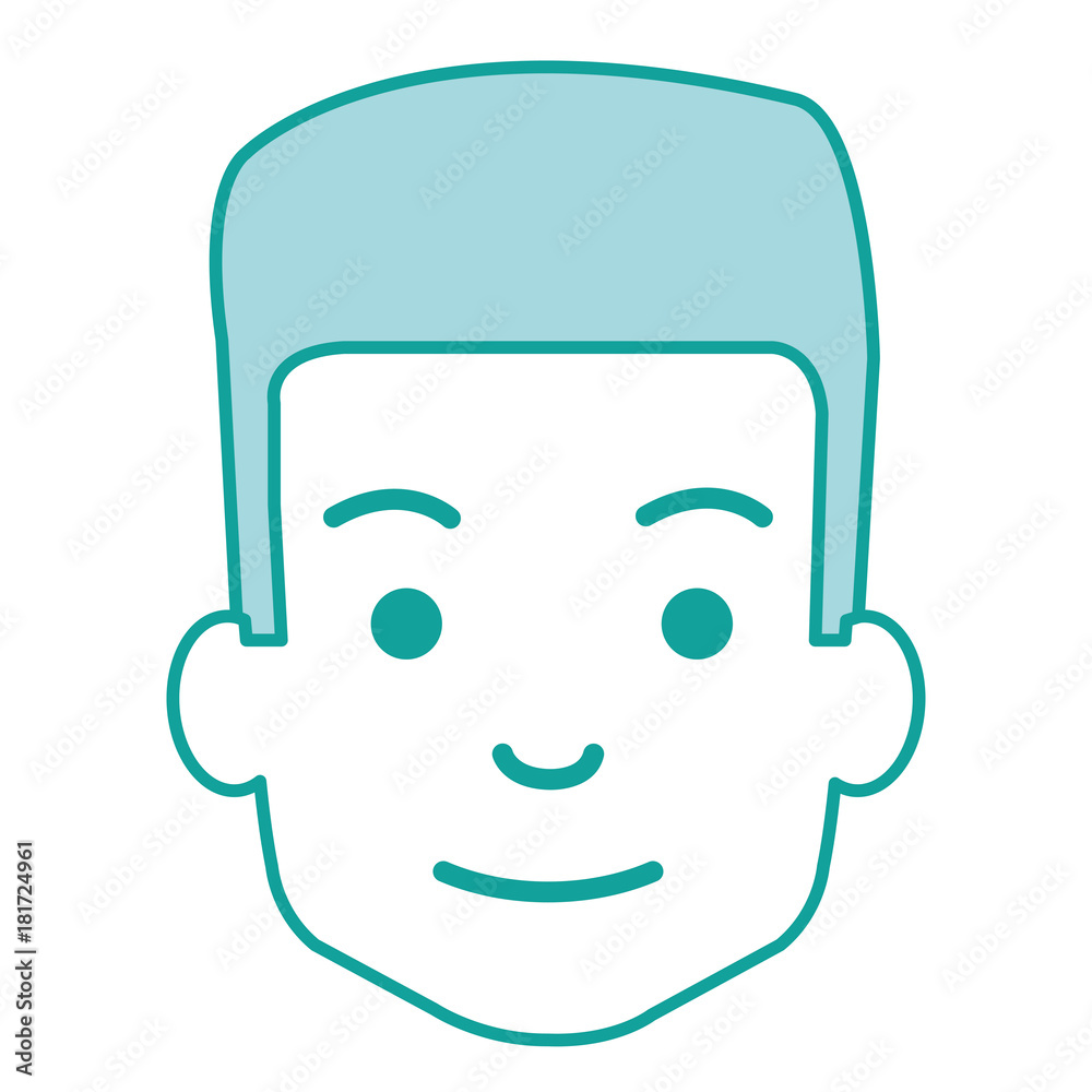 young man head avatar character vector illustration design