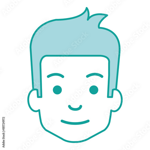 young man head avatar character vector illustration design