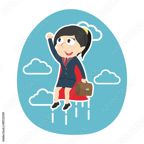 Super businesswoman flying up– stock illustration