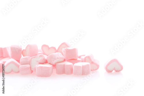 Pink Heart marshmallow isolated in white background
