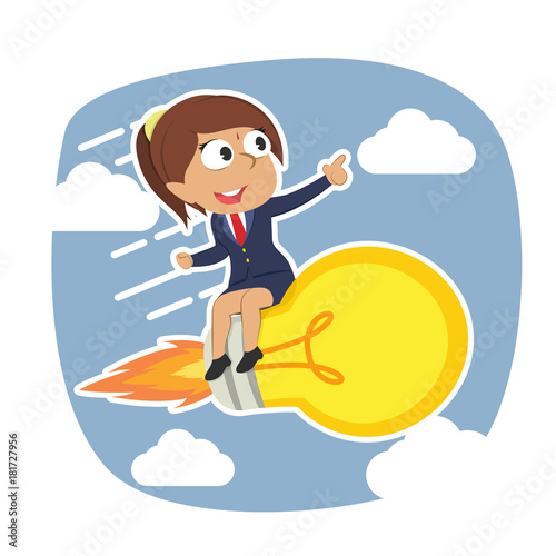 indian businesswoman flying with her idea