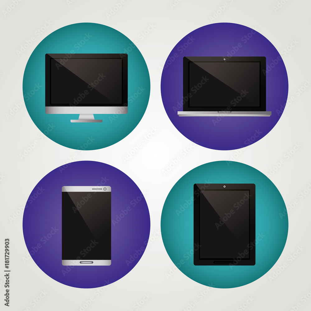 Technology devices realistic icons Technology devices realistic icons