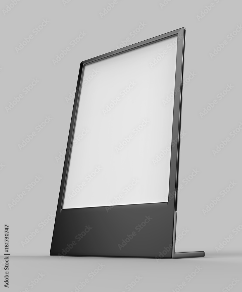 Side loading slide in metal frame table top counter. Blank white 3d render illustration Side loading slide in metal frame table top counter. Blank white 3d render illustration
