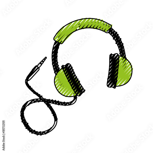 scribble green headphones cartoon vector graphic design