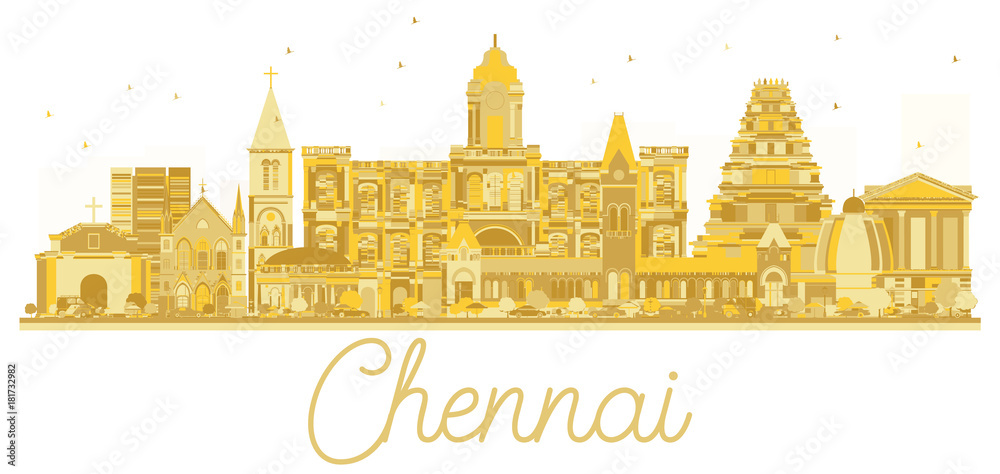 Chennai India City skyline golden silhouette. Chennai India City skyline golden silhouette.