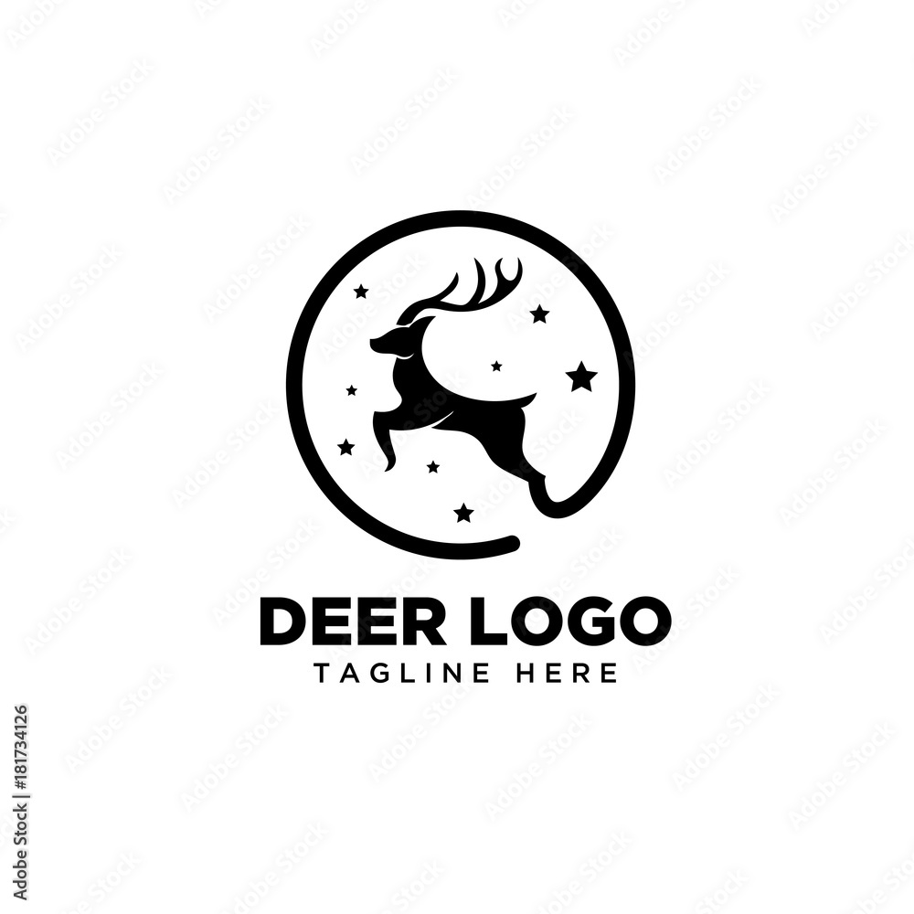 Obraz premium Circle deer flying on sky with star