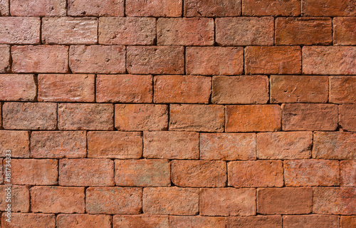 Old red brick wall texture , red background, Chanthaburi, Thailand.